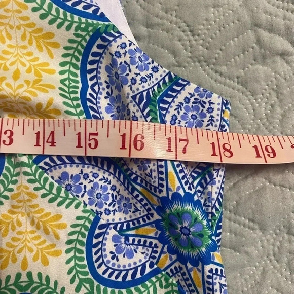 London Times Yellow Blue Green Floral Sleeveless Sheath Dress Size 8 - Picture 4 of 5